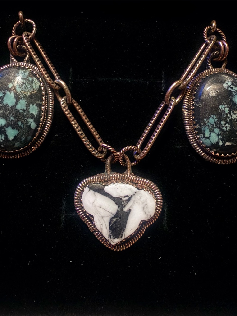 NWT Copper White Buffalo & Blackjack Turquoise Necklace
